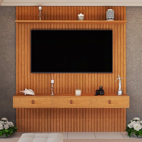 Painel para TV até 55 Polegadas Ripado MDF 250CMX184CM Royale Naturale Yescasa