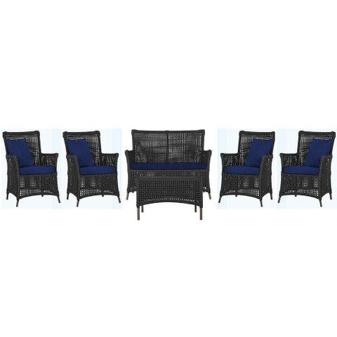Jogo Sofá 4 Poltronas e Mesa Igapó Marrom E10 Trama Original Preto