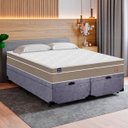 Ver imagem 2 de Cama Box Baú Casal Bipartido Suede + Colchão Lis Molas Ensacadas Plumatex 138x188x64cm Cor:cinza