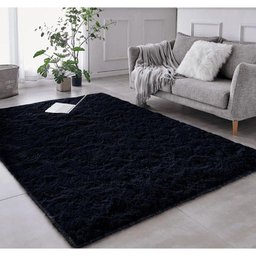 Tapete Sala Felpudo Peludo Preto 200 X 200 Cm - 1