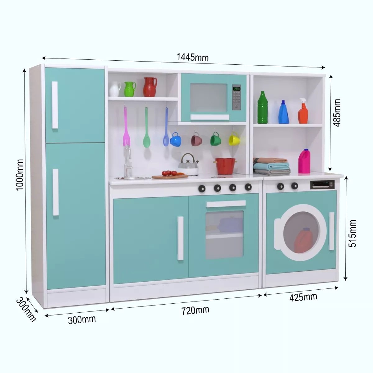 Mini Cozinha Infantil Lúdica C/ Armário Geladeira Lavanderia:menta - 3