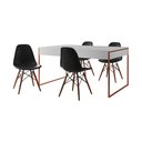 Ver imagem 2 de Mesa Jantar Industrial Retangular Filadélfia Branca 137x90cm Base Cobre com 4 Cadeiras Pretas Eiffel