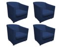 Ver imagem 1 de Kit 4 Poltronas Decorativa Biane Couro Azul Marinho Pés Cromado Mz Decor