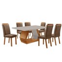 Ver imagem 1 de Mesa de Jantar Alvorada 180cm Tampo MDF Vidro Canto Copo com 6 Cadeiras Lorena Moderna Mobília