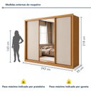 Ver imagem 3 de Guarda Roupa Casal com Espelho 3 Portas de Correr e 6 Gavetas 242cm Premium Jade