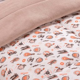 Edredom Diverkids Solteiro Infantil Malha Estampada 1 Peça - Avião Bege - 3