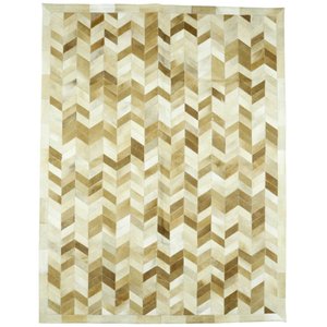 Tapete de Couro Legítimo Geométrico - 2.00x2.50 - Tons de Bege - 250703074507