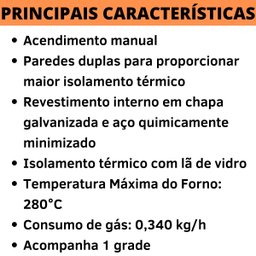 Forno Industrial à Gás com Cavalete Baixa Pressão Tampa de Vidro 66L MetalFour - 3