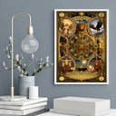 Ver imagem 2 de Quadro Carta Tarot Vintage - Roda da Fortuna 24x18cm:moldura Branca