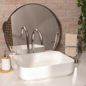 Cuba de Apoio para Banheiro Retangular Slim Louça Cerâmica 50,5 Cm Fluorita Pingoo.casa - Branco
