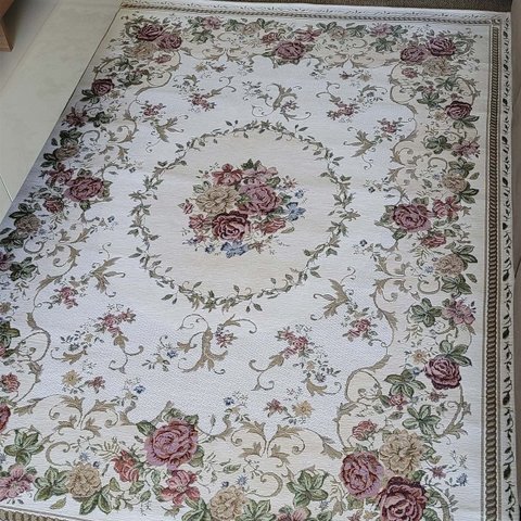 Tapete Sala Antiderrapante Floral Jasmin 02 Bege 1,40x2,00m