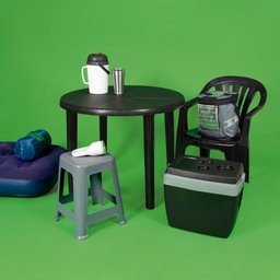 Mesa Plastica Redonda Desmontavel Mor Preta - 2