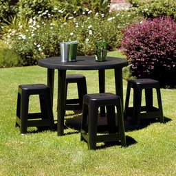 Mesa Plastica Redonda Desmontavel Mor Preta - 1