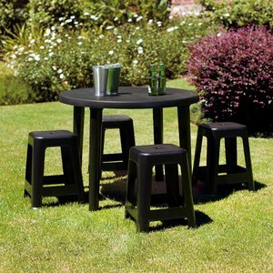 Mesa Plastica Redonda Desmontavel Mor Preta