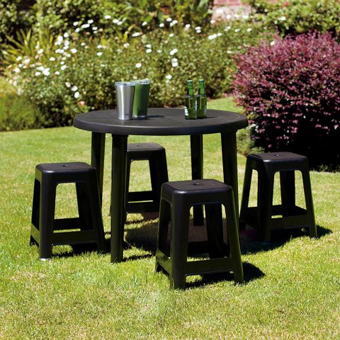 Mesa Plastica Redonda Desmontavel Mor Preta