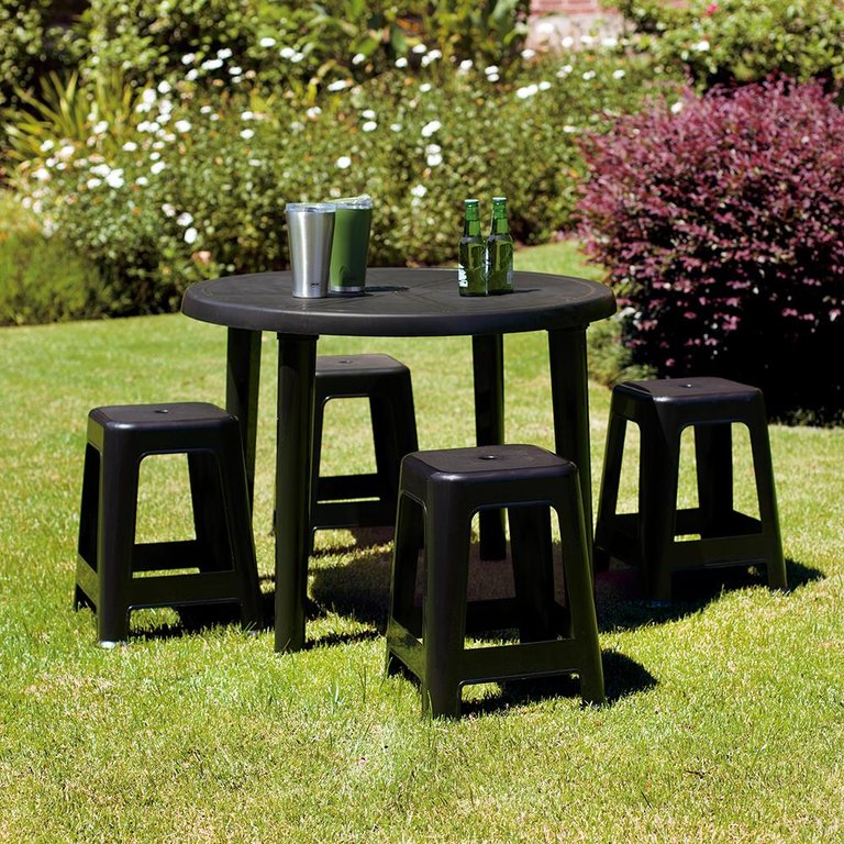 Mesa Plastica Redonda Desmontavel Mor Preta