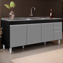 Ver imagem 2 de Balcão Gabinete com Pia 180cm Dallas Preto/cinza - Lumil Lumil Móveis