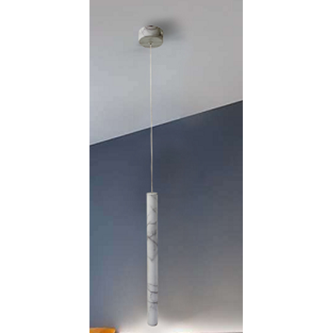 Pendente Tubo Branco Estilo Mármore 40cm Led 3W 3200k Bivolt PARIS LUZ