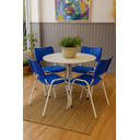 Ver imagem 1 de Jogo Mesa Redonda para Restaurante Comércio com 4 Cadeiras Iso Azul Base Branca Ecomhome