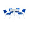 Jogo Mesa Redonda para Restaurante Comércio com 4 Cadeiras Iso Azul Base Branca Ecomhome - 11