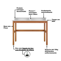 Escrivaninha de Madeira Branco com Amêndoa Califórnia Tebarrot Móveis - 5 Escrivaninha de Madeira Branco com Amêndoa Califórnia Tebarrot Móveis - 5