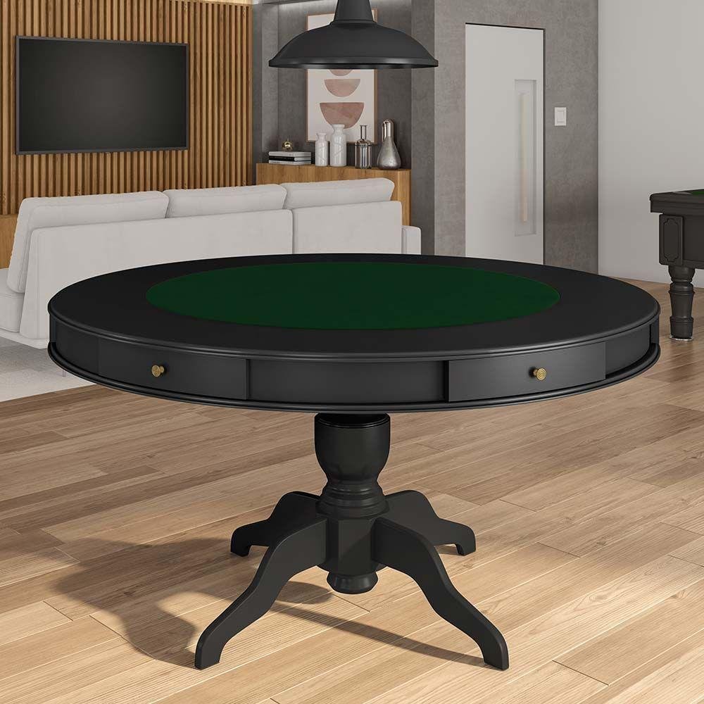 Mesa de Jogos Carteado 6 Lugares Bellagio com Gavetas e Tampo Reversível com Tecido Preto-verde - 3