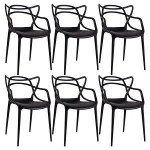 Kit 6 Cadeiras Masters Allegra - Preto