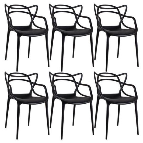 Kit 6 Cadeiras Allegra Masters Polipropileno para Sala de Jantar Cozinha e Área Gourmet
