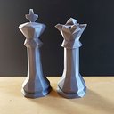 Ver imagem 1 de Estatuetas Rei e Rainha - Peças decorativas De Xadrez - Decoração - Toque 3D:Cinza