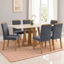 Ver imagem 1 de Conjunto Sala de Jantar Mesa Lisa 160cm Tampo MDF Canto Reto 6 Cadeiras Tainá