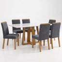 Ver imagem 2 de Conjunto Sala de Jantar Mesa Lisa 160cm Tampo MDF Canto Reto 6 Cadeiras Tainá