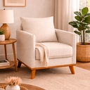 Ver imagem 2 de Poltrona Petiz Chair em Bouclê Premium Sala Recepção Confortável Bege