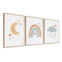 Ver imagem 1 de Kit 3 Quadros Decorativo Infantil Lua Nuvem Unicórnio Quarto
