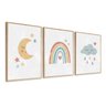 Kit 3 Quadros Decorativo Infantil Lua Nuvem Unicórnio Quarto - 1