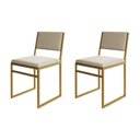 Ver imagem 1 de Kit 2 Cadeiras Industrial Isa Veludo Base Dourado para Mesa Sala Jantar Cozinha Decor - Dourado/bege