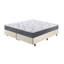 Ver imagem 1 de Cama Box Queen Size 158x198 Courino Linho Areia com Colchão Mola Ensacada