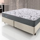 Ver imagem 2 de Cama Box Queen Size 158x198 Courino Linho Areia com Colchão Mola Ensacada