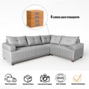 Ver imagem 2 de Sofá 4 Lugares 1,77x2,57m Canto Leona Gold Bom Pastor Linho Cinza/preto