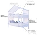 Ver imagem 4 de Beliche Solteiro Casinha com Cortina Madeira Maciça Branco Megamobilia