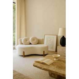Sofá Decorativo Curvo Orgânico Living Boucle Bege - Montanaris Decor - 4
