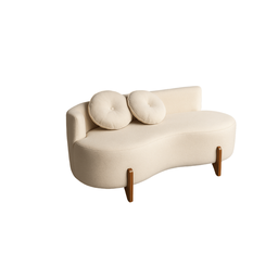 Sofá Decorativo Curvo Orgânico Living Boucle Bege - Montanaris Decor - 3