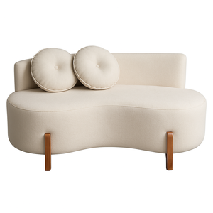 Sofá Decorativo Curvo Orgânico Living Boucle Bege - Montanaris Decor