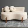 Sofá Decorativo Curvo Orgânico Living Boucle Bege - Montanaris Decor - 1