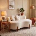 Ver imagem 1 de Sofá Decorativo Curvo Orgânico Living Boucle Bege - Montanaris Decor