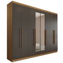 Ver imagem 3 de Guarda-roupa Casal Ele e Ela 8 Portas 4 Gavetas com Espelho Chumbo/cinamomo - Panorama Móveis