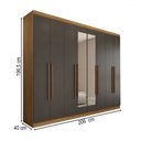 Ver imagem 4 de Guarda-roupa Casal Ele e Ela 8 Portas 4 Gavetas com Espelho Chumbo/cinamomo - Panorama Móveis