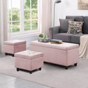 Ver imagem 1 de Kit Recamier Madri 1,60m + 2 Puff Suede Rosa Bebe - Inova Decor Inova Decorações Kit Madri