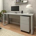 Ver imagem 1 de Mesa Escrivaninha Industrial 150cm Gaveteiro Clean Pés Metal Cor:cinza Claro