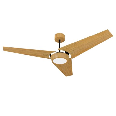 Ventilador de Teto Natuvent Callis Led 3 Pás Madeira Freijó 3000k Branco Quente, Luz Amarela 127v