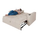 Ver imagem 5 de Sofá Cama Reclinável Retrátil Austin Pompeia Creme com Carregador e Porta Copos
